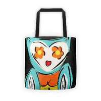 Owl Tote Bag, Owl Tote, Owl Bag, Teal Owl, Sugar Skull Owl, Art Tote, Folk Art Tote, Owls