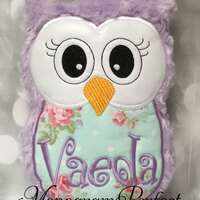 Personalized Purple & Aqua Rose Stuffed Owl Reading Buddy Pillow, Soft Toy