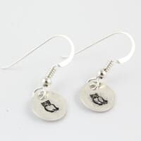 Handstamped Owl Earrings - Sterling Silver Hoot Owl Dangle Earrings