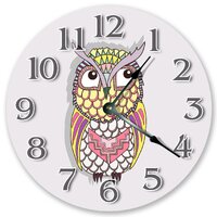 10.5" Cute Animated Owl Clock - Colorful Clock - Living Room Clock - Large 10.5" Wall Cloc