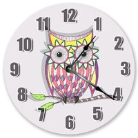 10.5" Cute Owl on Branch Clock - Colorful Clock - Living Room Clock - Large 10.5" Wall Clo