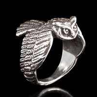 Owl Ring Silver Owl Jewelry Bird Ring Bird Jewelry Sterling Silver Ring Owl Art Mens Ring Gift for H