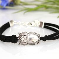 Silver owl charm bracelet Women owl bracelet Owl accessories Animal bracelet Owl lover gift Bird bra