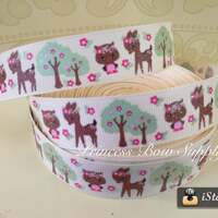 7/8" owl grosgrain ribbon, glitter deer grosgrain ribbon, Fall Thanksgiving grosgrain ribbon, b