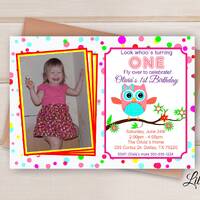 Owl Birthday Invitation, First Birthday Invitation, Owl Invite, Owl First Birthday Party, Digital fi