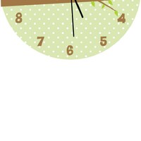 Owls Wall Clock - Green background with with polka dots