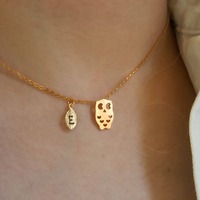 Delicate Petite Owl necklace ,moon necklaces,Layering necklace, Tiny Necklace ,Bridesmaid Gift, valu