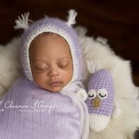 Pink Owl Hat and Lovey, / Owl Bonnet / Mohair Bonnet / Newborn Photo Prop / Mohair Newborn Prop / La