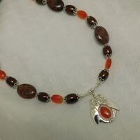 Brown and Orange Owl beaded Necklace