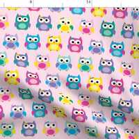 Girly Owls Fabric - Girly Owls On Pink By Littlebdesigns - Girly Owls Nursery Decor Cotton Fabric By