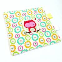 Baby Comforter, newborn sensory toy, owl appliqu&eacute;d, security blanket for baby, snuggly soft b