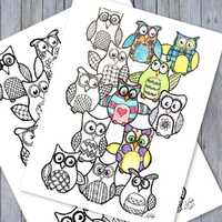 Owl Fun - Adult Coloring Page
