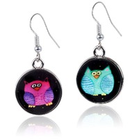 Whimsical Owl Earrings - From My painting Lydia and Harry by Salvador Kitti - One ear you wear Lydia