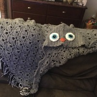 owl Hooded blanket, animal hooded blanket/ banket with a hood/ crochet Blanket/ poncho blanket / wea