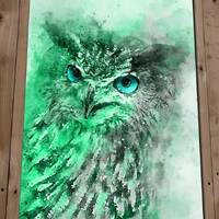 Colourful Prints  - Owl print - Turquoise Painting - Owl Watercolour Style - Owl Art Print - Owl Gif