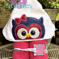 Girl Owl hooded towel, Owl towel, pool towel, bath towel, beach towel, appliqued towel, children'