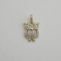 Pave owl pendant - cz owl charm -