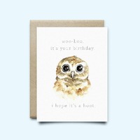 Owl Birthday Card | Birthday Card | Watercolor Card | Owl Card | owl gift, funny birthday card, funn