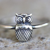 Owl Ring, Owl Jewelry, Sterling Silver Stacking Ring Silver, Stacking Rings, Nature Ring
