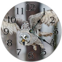 10.5" FLYING WHITE OWL Clock - Living Room Clock - Large 10.5" Wall Clock - Home Dé