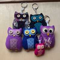Hand made felt owl key ring / bag charm. Thank you teacher gift.