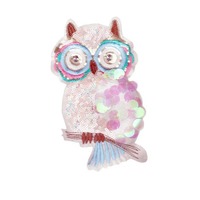 XXL Extra Large 27cm Owl Diamond Rhinestone Eye & Sequins Patch Applique