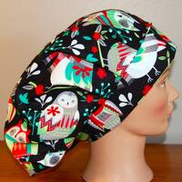 Womens Surgical Bouffant Scrub Cap Chemo Christmas Owls Flowers Scarves Geometric Patterns Adjustabl