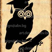 Vector OWL with graduation HAT,  AI, eps, pdf, png, svg, dxf, jpg Download files, Digital, graphical
