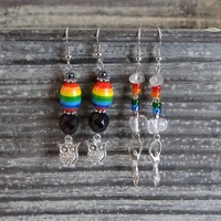 Rainbows, Gemstones and Charms Earrings: Owls with Garnet or Goddesses with Quartz