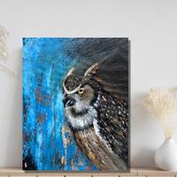 Great horned owl painting, Original Owl painting, Owl lover gift, Gift for dad, Father's dad gif
