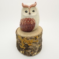 Sculpture de hibou en gr&egrave;s &eacute;maill&eacute;