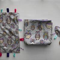 Owl Baby Blanket Set Woodland Animals Flannel Blanket Baby girl Gift Woodland Animals Forest Animal