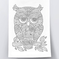 Adult coloring page: Cute owl. Doodle art, DIY coloring poster, printable pdf, instant download
