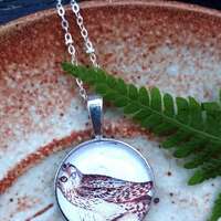 Luminous Vintage Owl Pendant, Woodland Wildlife Jewelry