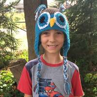 Blue Owl Hat - Gift Ideas for Kids - Winter Hats With Ear Flaps - Stocking Stuffer - Crochet Hats Fo