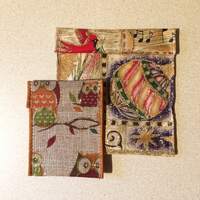 8 Jewelry Bead Pouches - Owl 2 x 3 Christmas 3 1/2 x 4