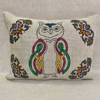 owl linen cushions ,modern owl design pillow , block printed linen pillow case , sofa cushion, cushi