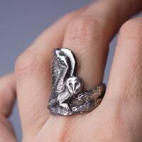 Owl Ring Sterling Silver Wildlife Ring Enchanted Woodland Jewelry Spirit Animal Totem Jewelry Mystic