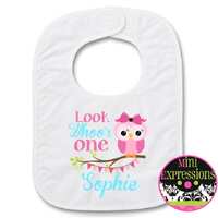 Look Who's ONE Owl Birthday Personalized BIB Personalized Just For You