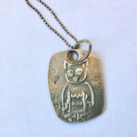 new sterling owl tag pendant
