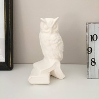 Vintage White Owl Ceramic Bisque Figurine - Paintable Pottery Statue for Crafts, Home Decor, and DIY