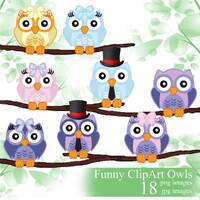 Owl digital clipart, owls clip art set, owl digital print, owl digital clip, owl illustration, owl d