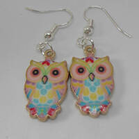 Pretty Owl Sterling Silver Colourful Earrings