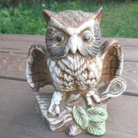 Vintage Porcelain Owl Figurine, Home Decor, 1960s-70s