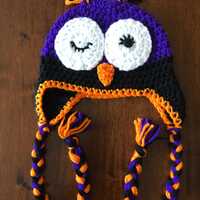 Halloween Hat - Crochet Owl Hat - Crochet Baby Hat - Crochet Baby Cap - Baby Photography Prop - Hall