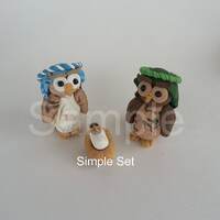 Owl Nativity Set: Handcrafted, Unique, Polymer Clay Figurines - Holiday Decor
