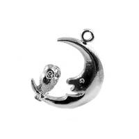 Sterling Silver Owl & Moon Charm For Bracelets, Childs Charm, Baby Charm, Storybook Charm, Gifts