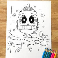 Christmas Owl Coloring Page! Downloadable PDF file!