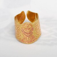 Brass Owl Ring: Celtic Design, Adjustable Bird Ring