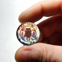 Retro Glass Owl Cabochon for Jewelry and Pendant Making - Design O2 8mm 10mm 12mm 13mm 14mm 16mm 18m